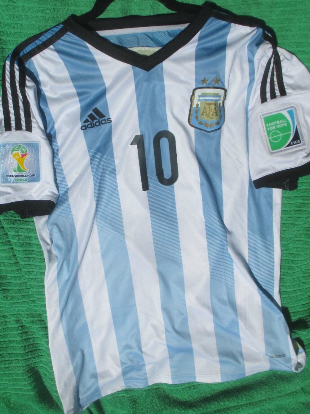Argentina 2014 WORLD CUP Home Adidas Soccer Jersey Size L MESSI